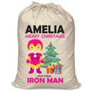 PERSONALISED Cartoon Inspired Super Hero Machine man Pink - XL Children's Christmas Santa Sack CUSTOMISE Present
