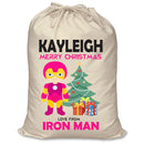 PERSONALISED Cartoon Inspired Super Hero Machine man Pink KAYLEIGH - XL Children's Christmas Santa Sack CUSTOMISE Present
