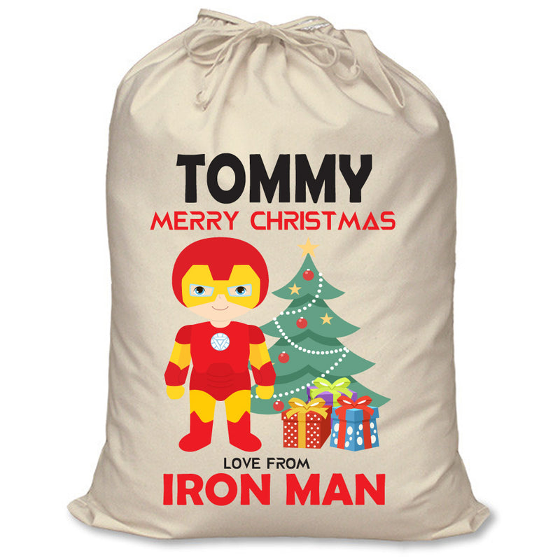 PERSONALISED Cartoon Inspired Super Hero Machine man TOMMY - XL Children's Christmas Santa Sack CUSTOMISE Present