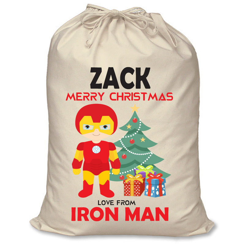 PERSONALISED Cartoon Inspired Super Hero Machine man ZACK - XL Children's Christmas Santa Sack CUSTOMISE Present