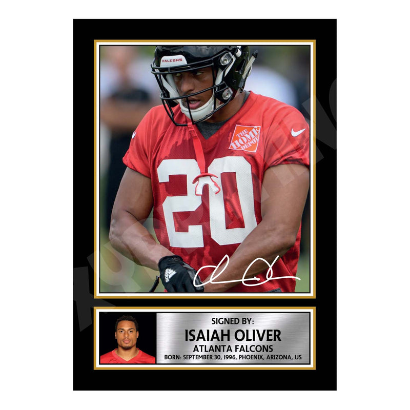 Isaiah Oliver 2 Limited Edition Football Signed Print - American Footballer