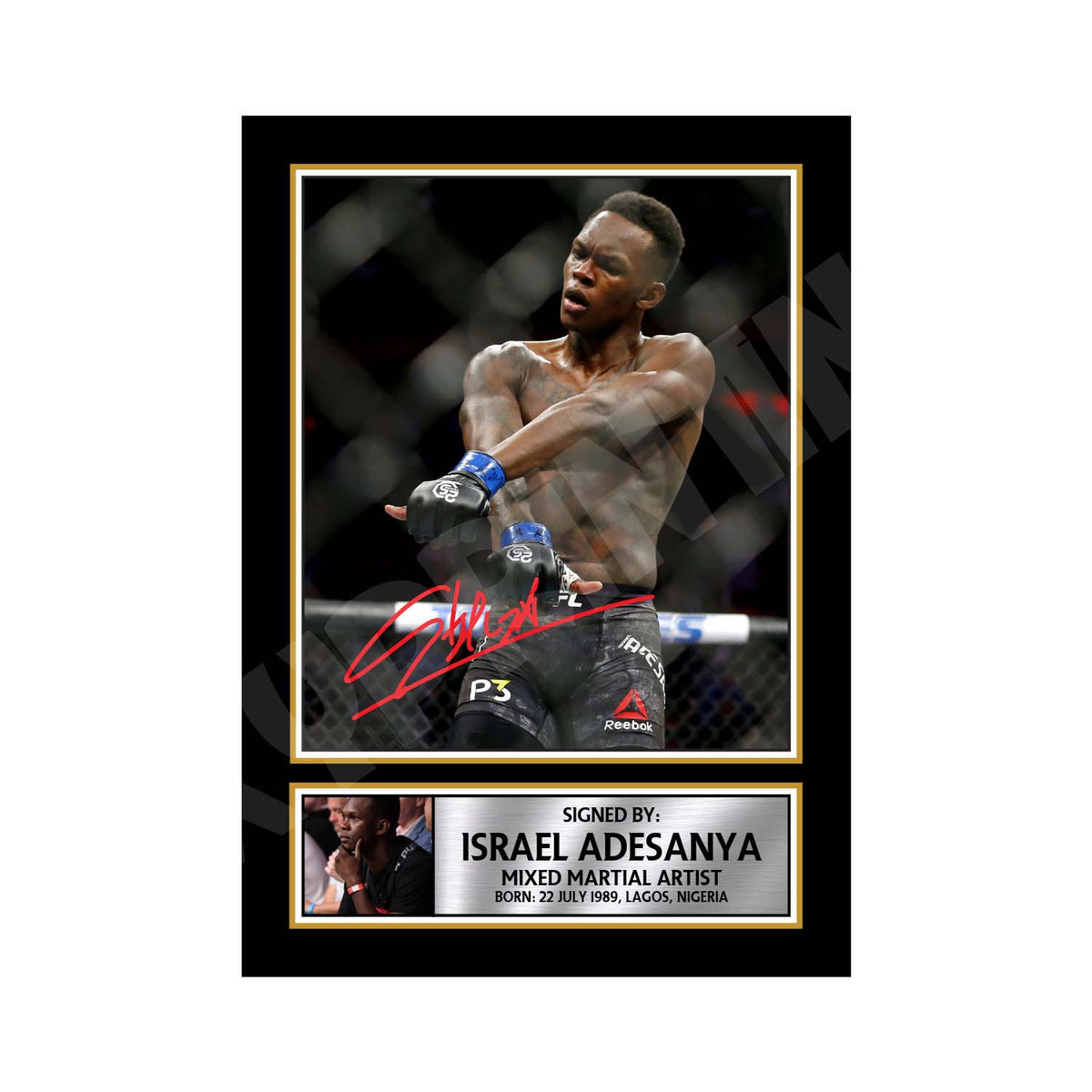 Israel Adesanya MMA Wrestler Printed Signature Print – MMA Wrestling – Reproduction Print