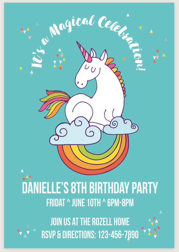10 X Personalised Printed Girls It's A Magical Celebration Invites
