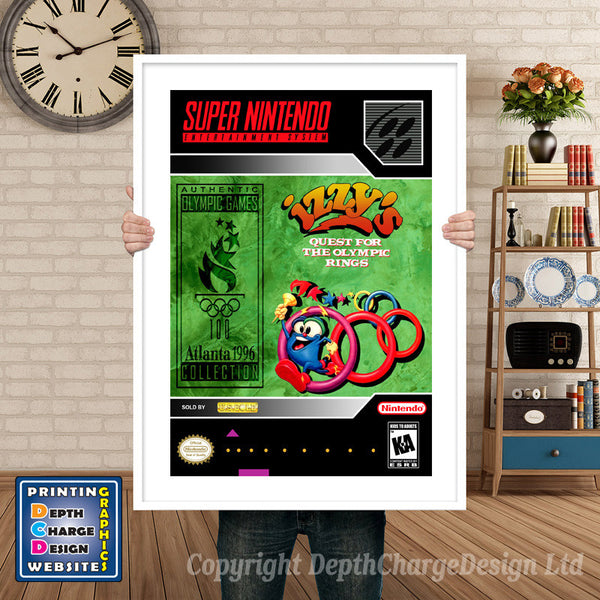 Izzys Quest for the Olympic Rings Super Nintendo Game Inspired Theme Retro