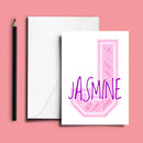 Personalised Name Word Art Poster Print Pink Letter J