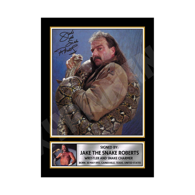 JAKE THE SNAKE ROBERTS 2 Limited Edition MMA Wrestler Signed Print - MMA Wrestling