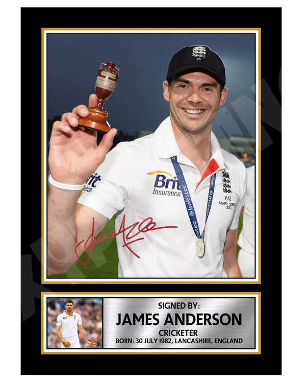 JAMES ANDERSON 2 Cricketer Printed Signature Print – Cricket Player – Reproduction Print
