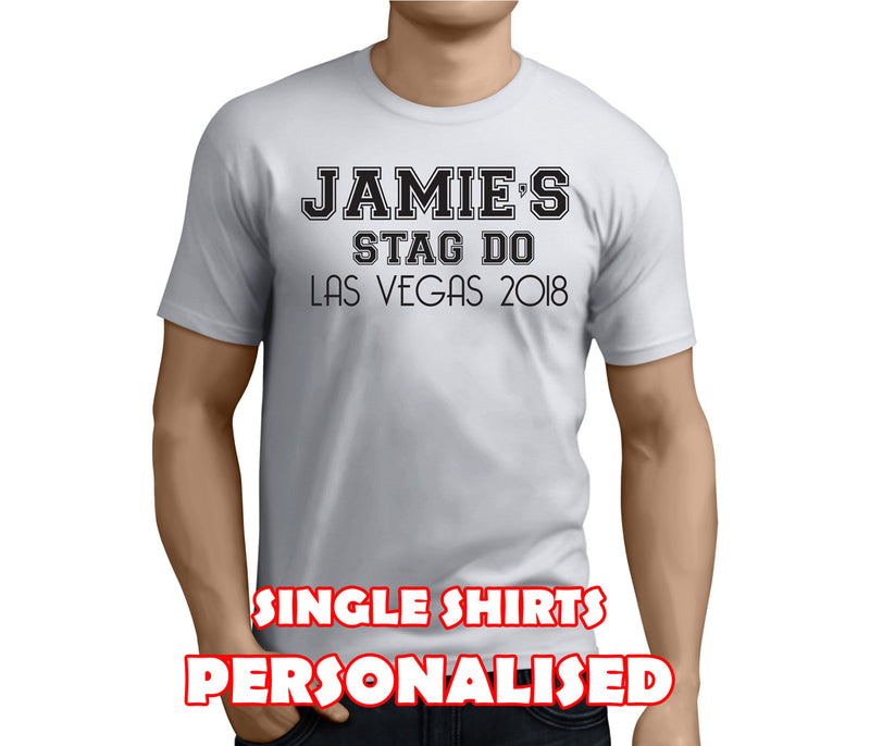 Las Vegas Black Custom Stag T-Shirt - Any Name - Party Tee