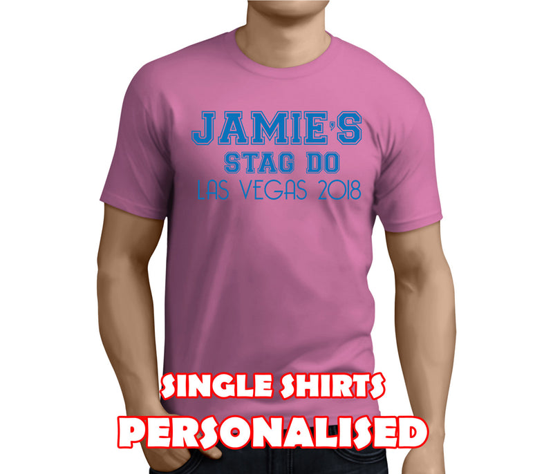 Las Vegas Colour Custom Stag T-Shirt - Any Name - Party Tee