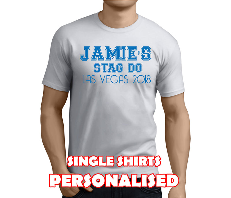 Las Vegas Colour Custom Stag T-Shirt - Any Name - Party Tee