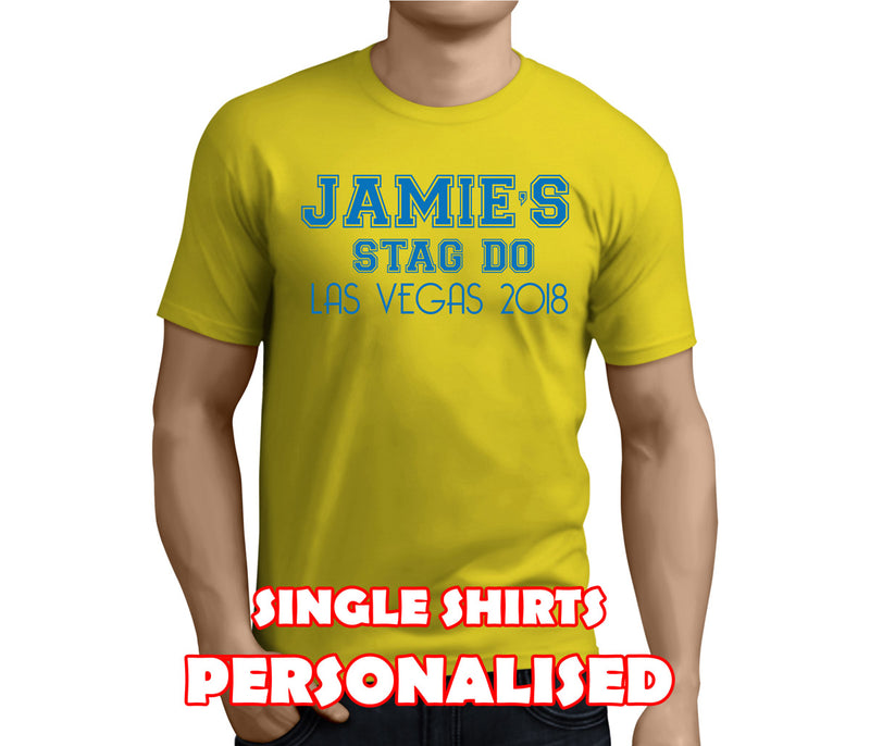 Las Vegas Colour Custom Stag T-Shirt - Any Name - Party Tee