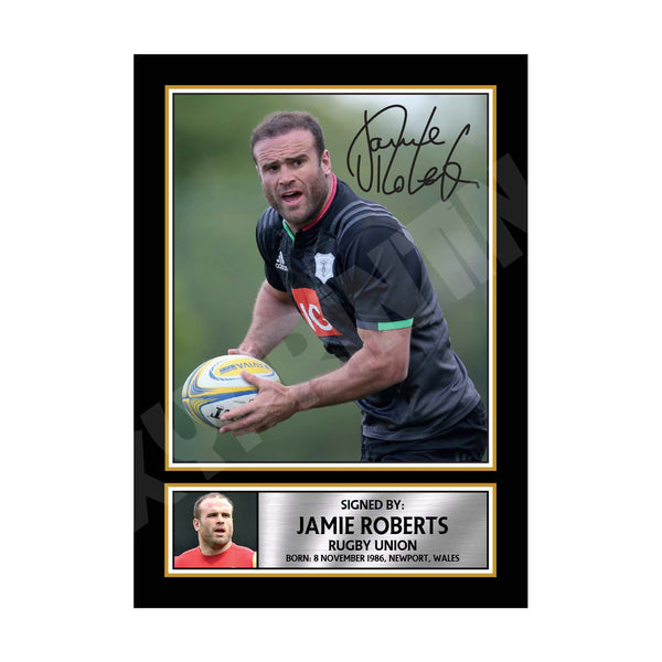 JAMIE ROBERTS 1 Rugby Player Printed Signature Print