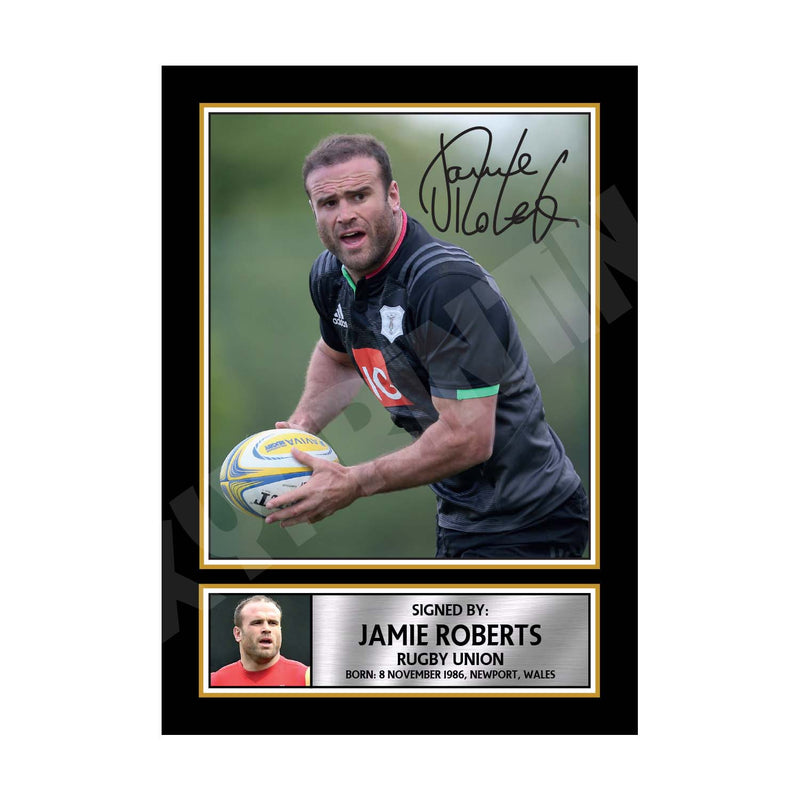 JAMIE ROBERTS 1 Limited Edition Rugby Player Signed Print - Rugby