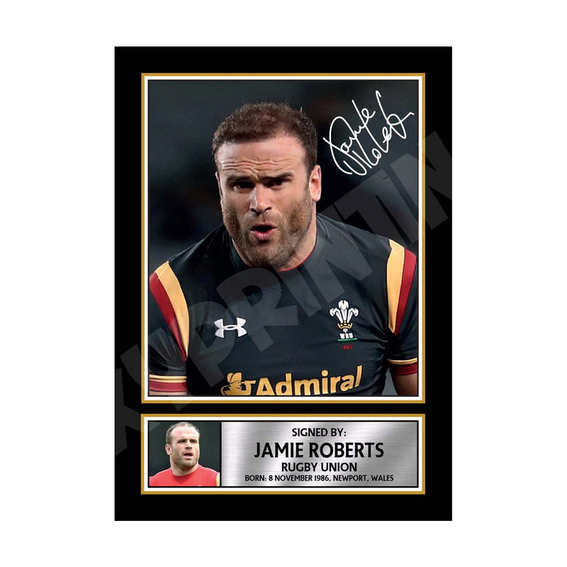 JAMIE ROBERTS 2 Limited Edition Rugby Player Signed Print - Rugby