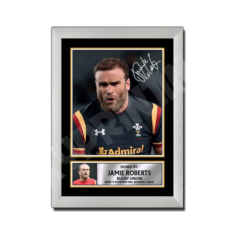 JAMIE ROBERTS 2 Limited Edition Rugby Player Signed Print - Rugby