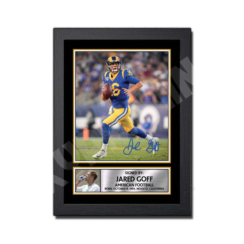 JARED GOFF 2 Limited Edition Football Signed Print - American Footballer