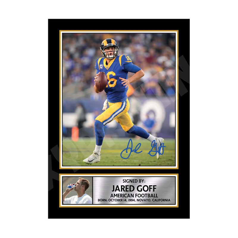 JARED GOFF 2 Limited Edition Football Signed Print - American Footballer
