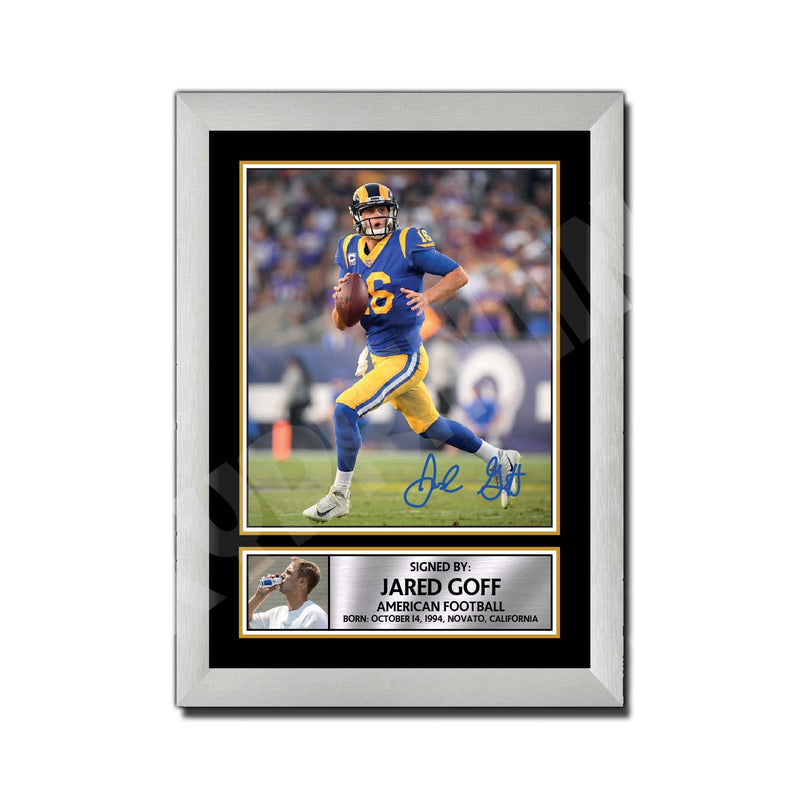 JARED GOFF 2 Limited Edition Football Signed Print - American Footballer