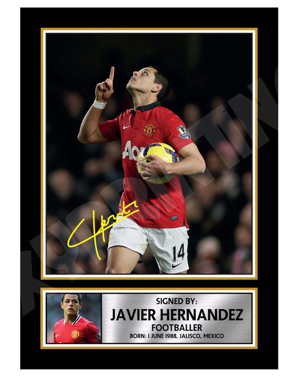 JAVIER HERNANDEZ (1) Football Player Printed Signature Print