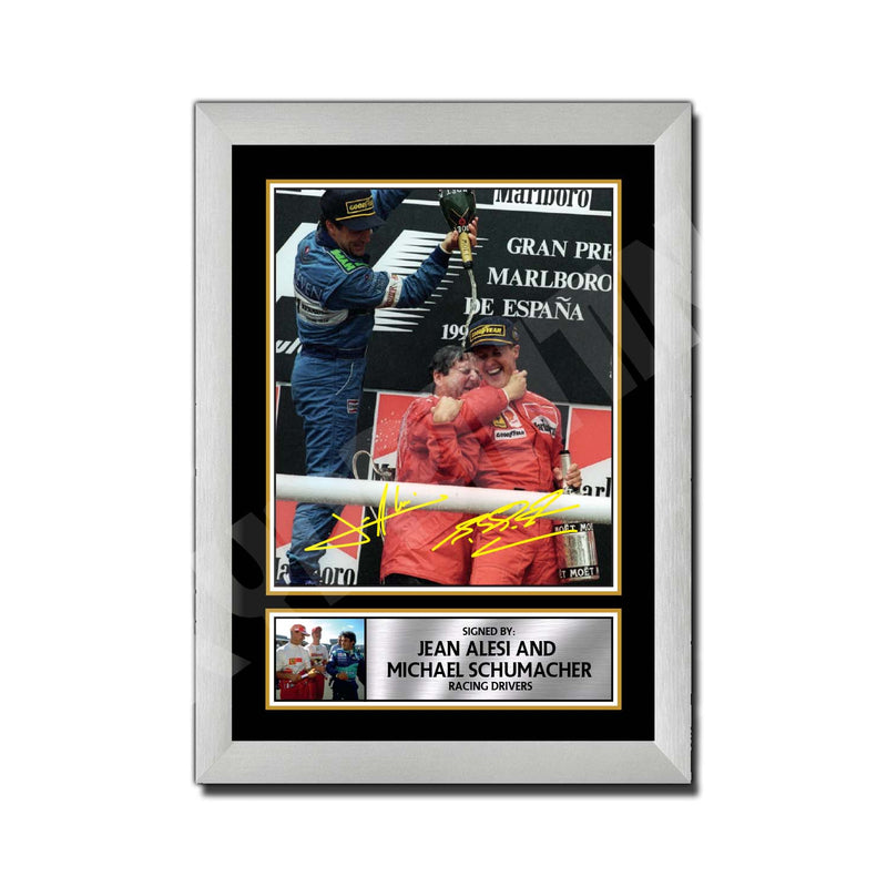 JEAN ALESI _ MICHAEL SCHUMACHER Limited Edition Formula 1 Player Signed Print Formula 1