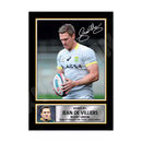 JEAN DE VILLIERS 1 Limited Edition Rugby Player Signed Print - Rugby