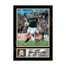JEAN DE VILLIERS 2 Limited Edition Rugby Player Signed Print - Rugby