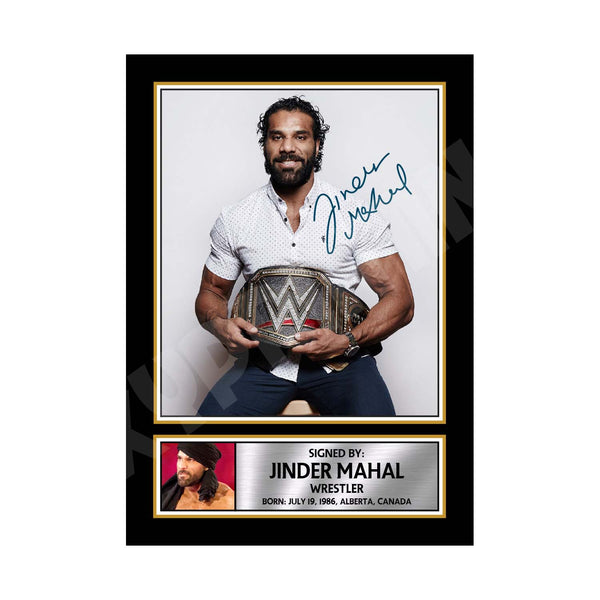 JINDER MAHAL 2 MMA Wrestler Printed Signature Print – MMA Wrestling