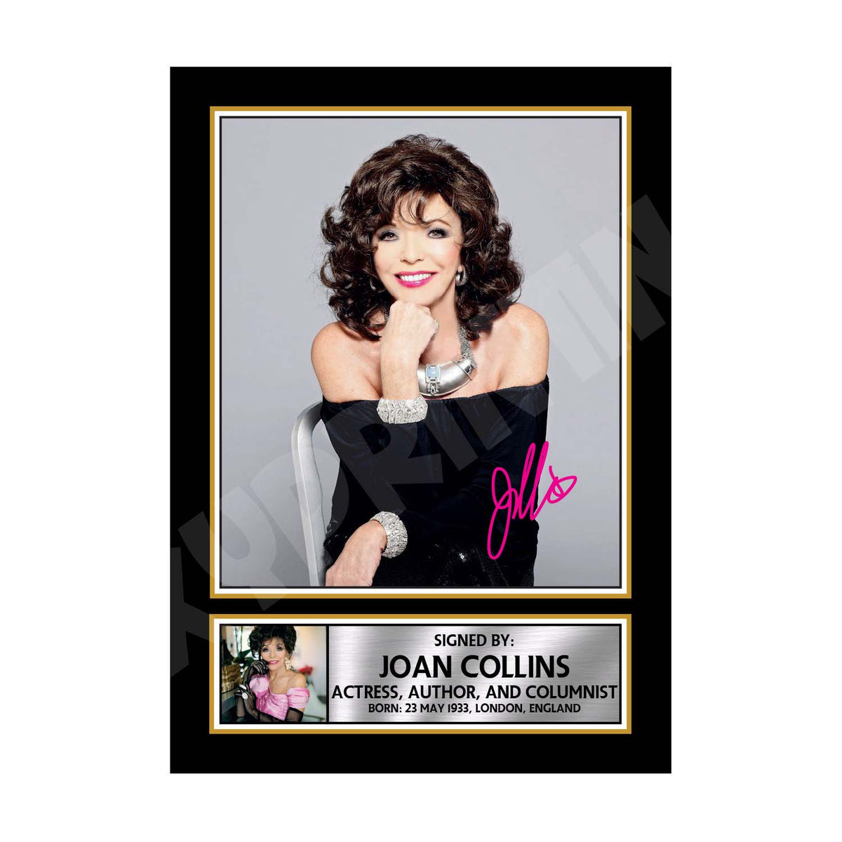 JOAN COLLINS (1) Tv Show Printed Signature Print – Joan Collins Tv Show Printed Signature Print – A1 Print Only