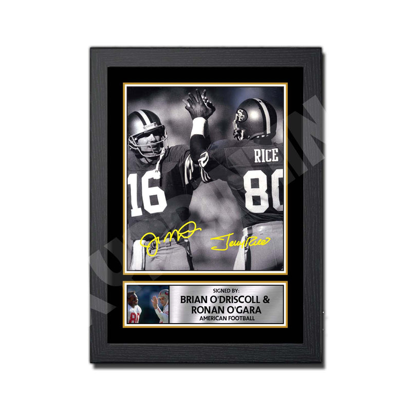 JOE MONTANA JERRY RICE 2 Limited Edition Football Signed Print - American Footballer