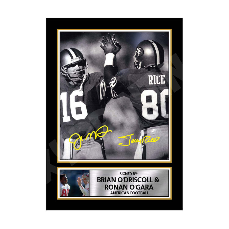 JOE MONTANA JERRY RICE 2 Limited Edition Football Signed Print - American Footballer