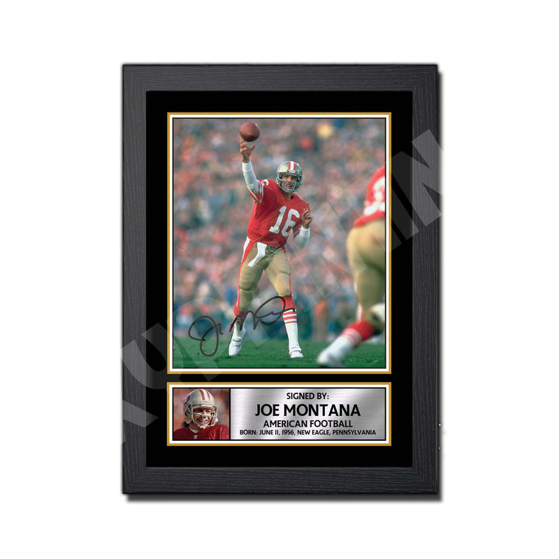 JOE MONTANA (1) Limited Edition Football Signed Print - American Footballer