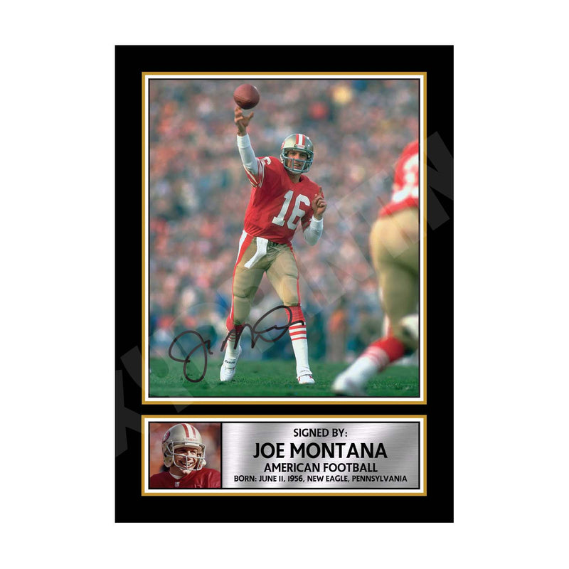 JOE MONTANA (1) Limited Edition Football Signed Print - American Footballer