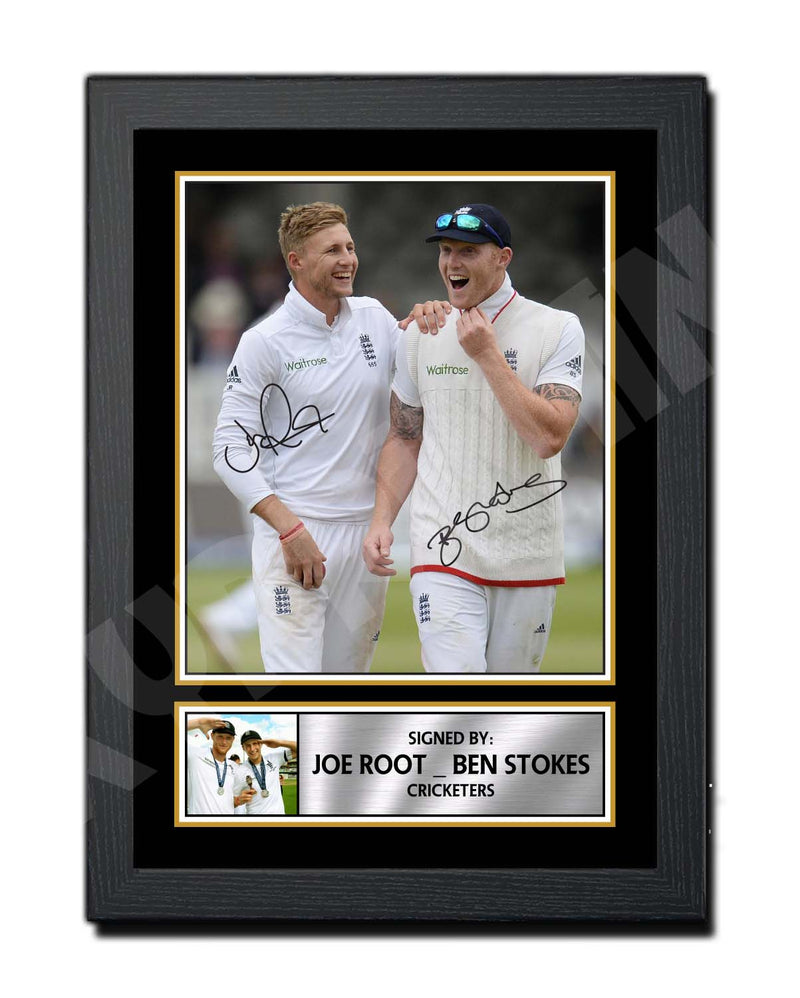 JOE ROOT _ BEN STOKES Limited Edition Cricketer Signed Print - Cricket Player