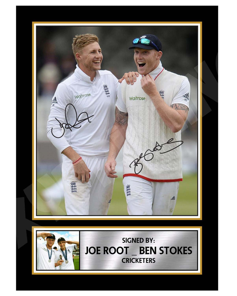 JOE ROOT _ BEN STOKES Limited Edition Cricketer Signed Print - Cricket Player