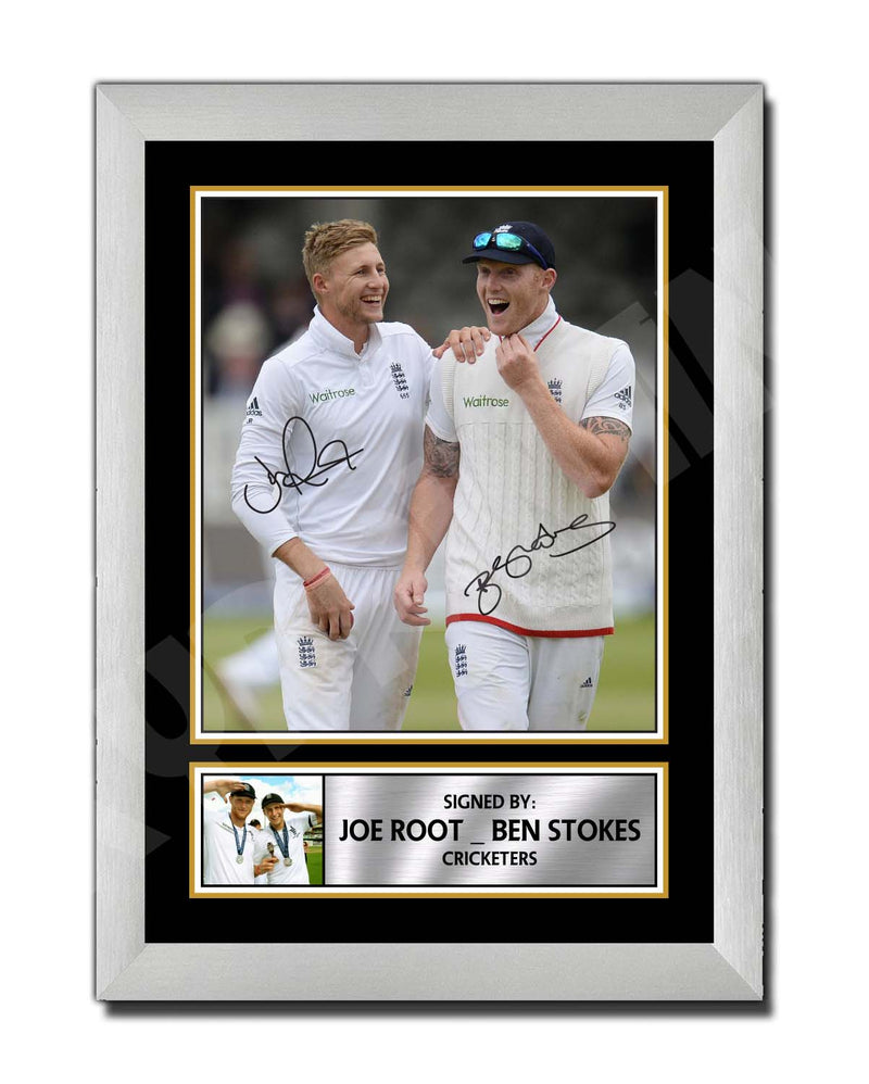 JOE ROOT _ BEN STOKES Limited Edition Cricketer Signed Print - Cricket Player