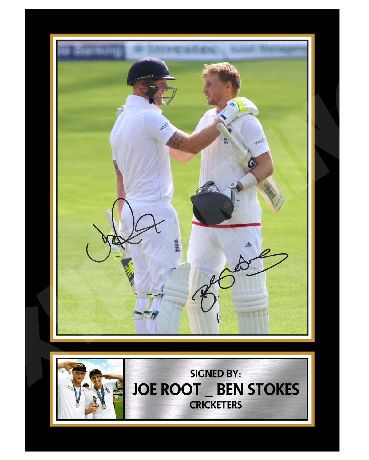 JOE ROOT _ BEN STOKES 2 Cricketer Printed Signature Print – Cricket Player – Joe Root _ BEN Stokes 2 Cricketer Printed Signature Print – A1 Print Only