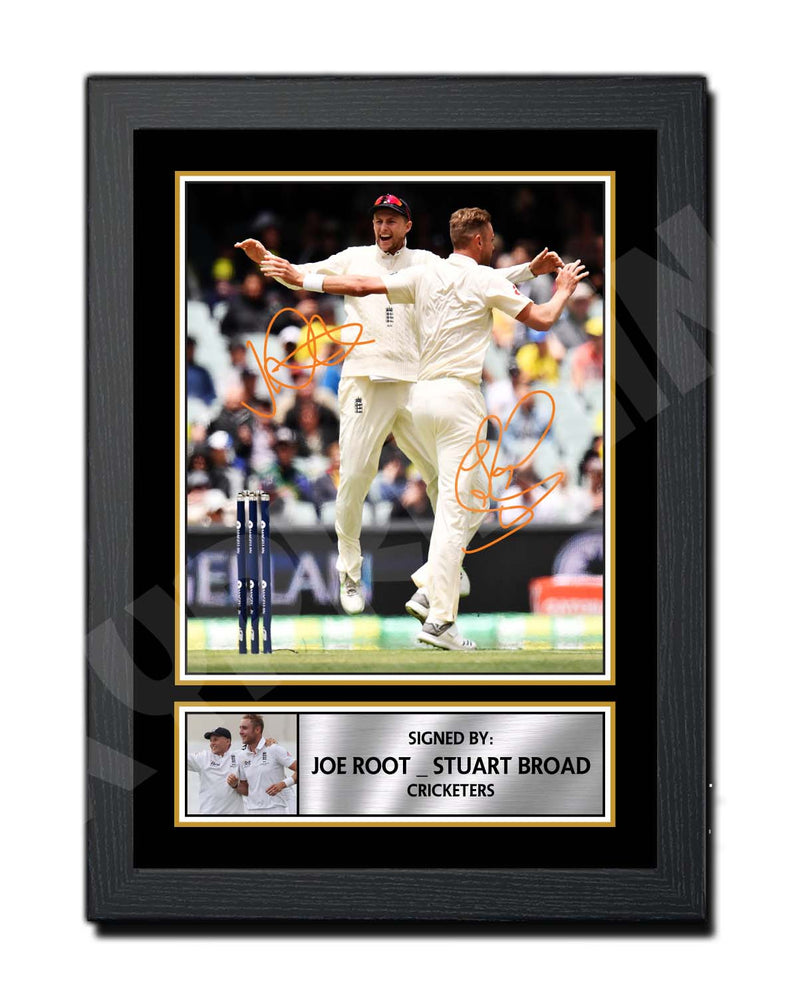 JOE ROOT _ STUART BROAD Limited Edition Cricketer Signed Print - Cricket Player