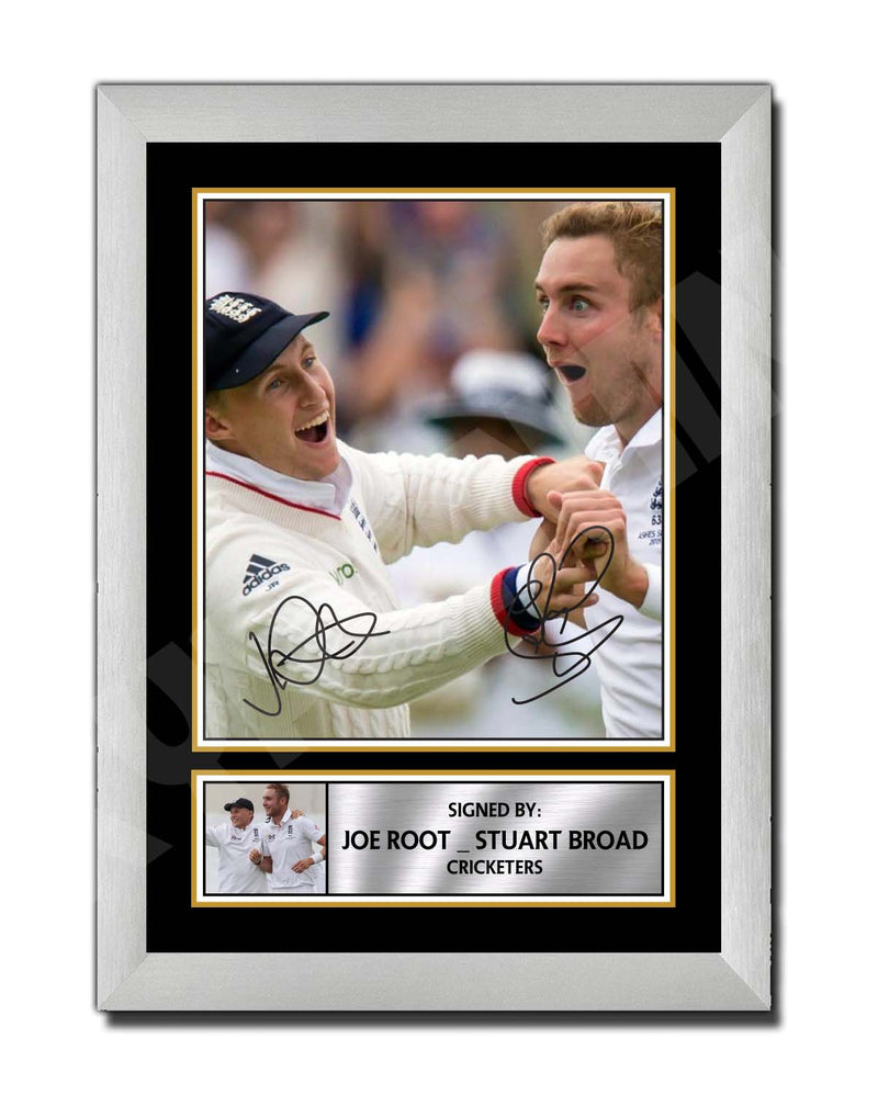 JOE ROOT _ STUART BROAD 2 Limited Edition Cricketer Signed Print - Cricket Player
