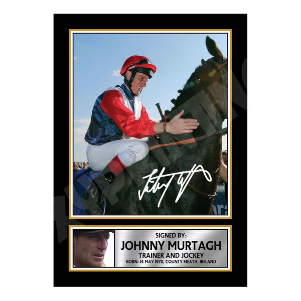 JOHNNY MURTAGH Horse Racer Printed Signature Print – Horse Racing – Reproduction Print
