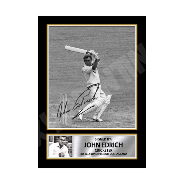 JOHN EDRICH Cricketer Printed Signature Print – Cricket Player