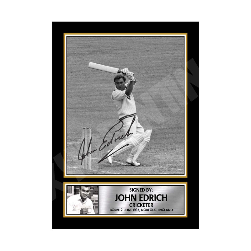 JOHN EDRICH Limited Edition Cricketer Signed Print - Cricket Player