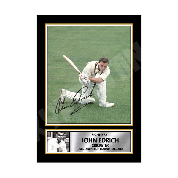 JOHN EDRICH 2 Cricketer Printed Signature Print – Cricket Player
