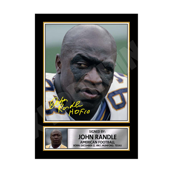 John Randle 1 American Football Printed Signature Print