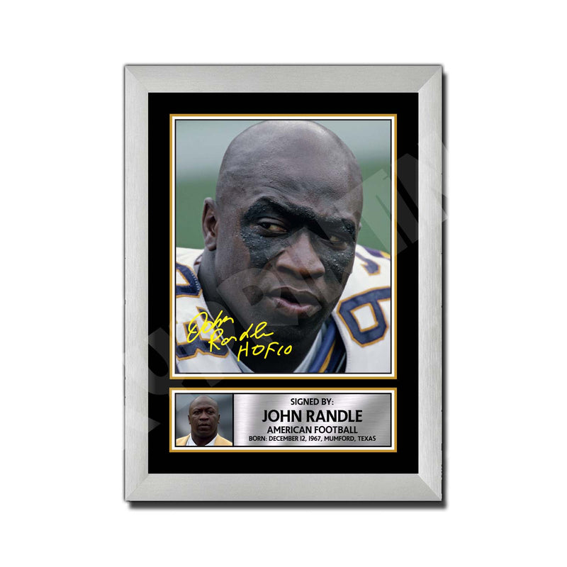 JOHN RANDLE (1) Limited Edition Football Signed Print - American Footballer