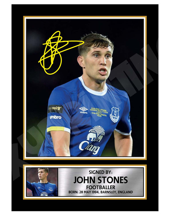JOHN STONES 2 Football Player Printed Signature Print