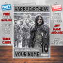 JOHN SNOW CARD SJ THEME INSPIRED Style PERSONALISED Kids Adult FUNNY Birthday Card
