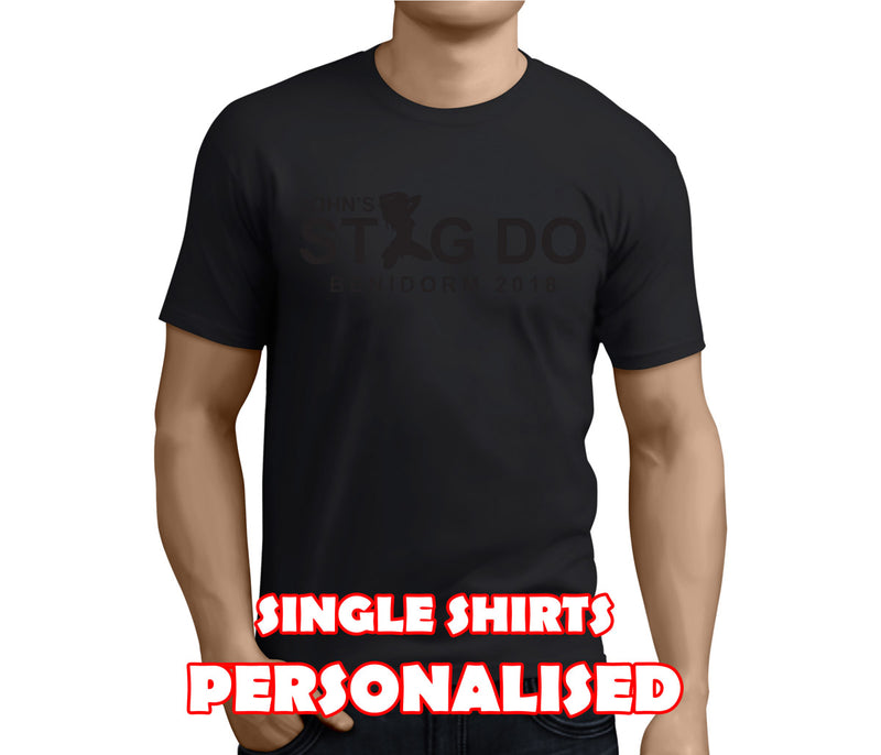 Stag Do Benidorm Black Custom Stag T-Shirt - Any Name - Party Tee