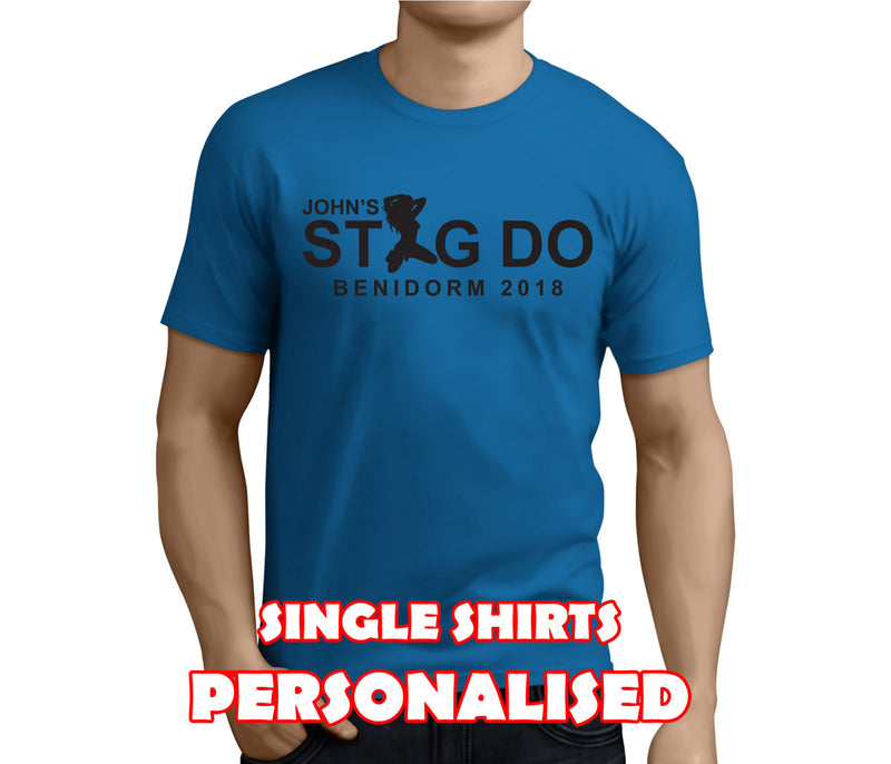 Stag Do Benidorm Black Custom Stag T-Shirt - Any Name - Party Tee