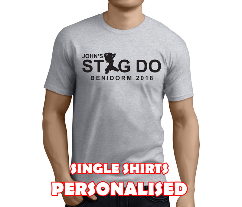 Stag Do Benidorm Black Custom Stag T-Shirt - Any Name - Party Tee