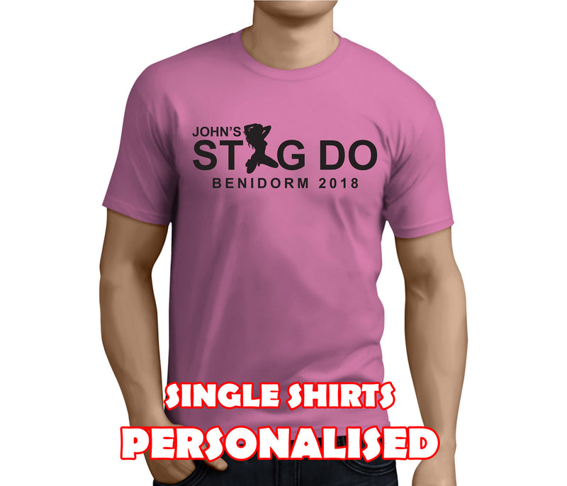 Stag Do Benidorm Black Custom Stag T-Shirt - Any Name - Party Tee